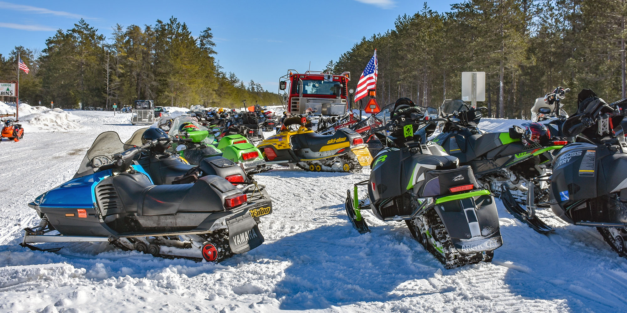 Snowmobiles at Jack Pine Lodge
